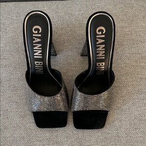 Gianni Bini Sparkling Black Mules